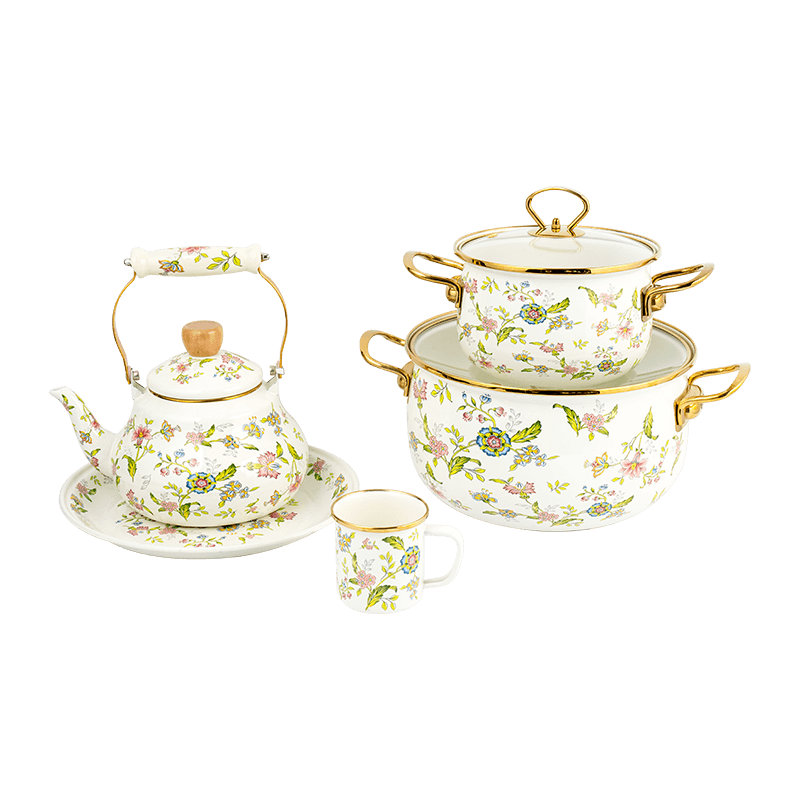 Europae Floral enamel teapot set